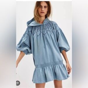 Free People Blue Hooded Dress